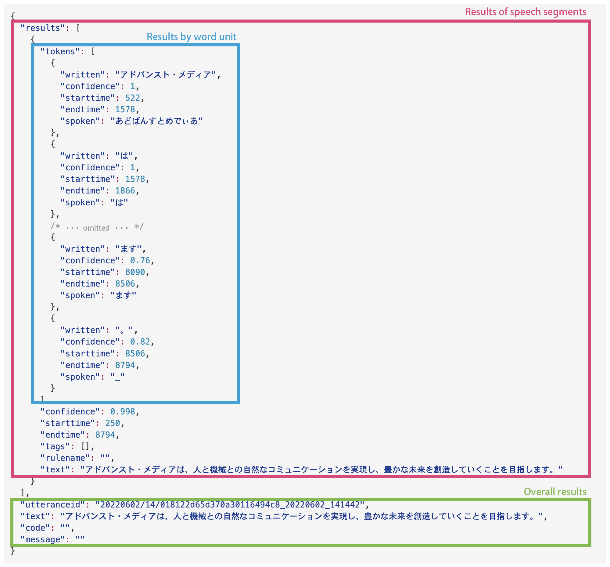 Fig. Overview of AmiVoice API results